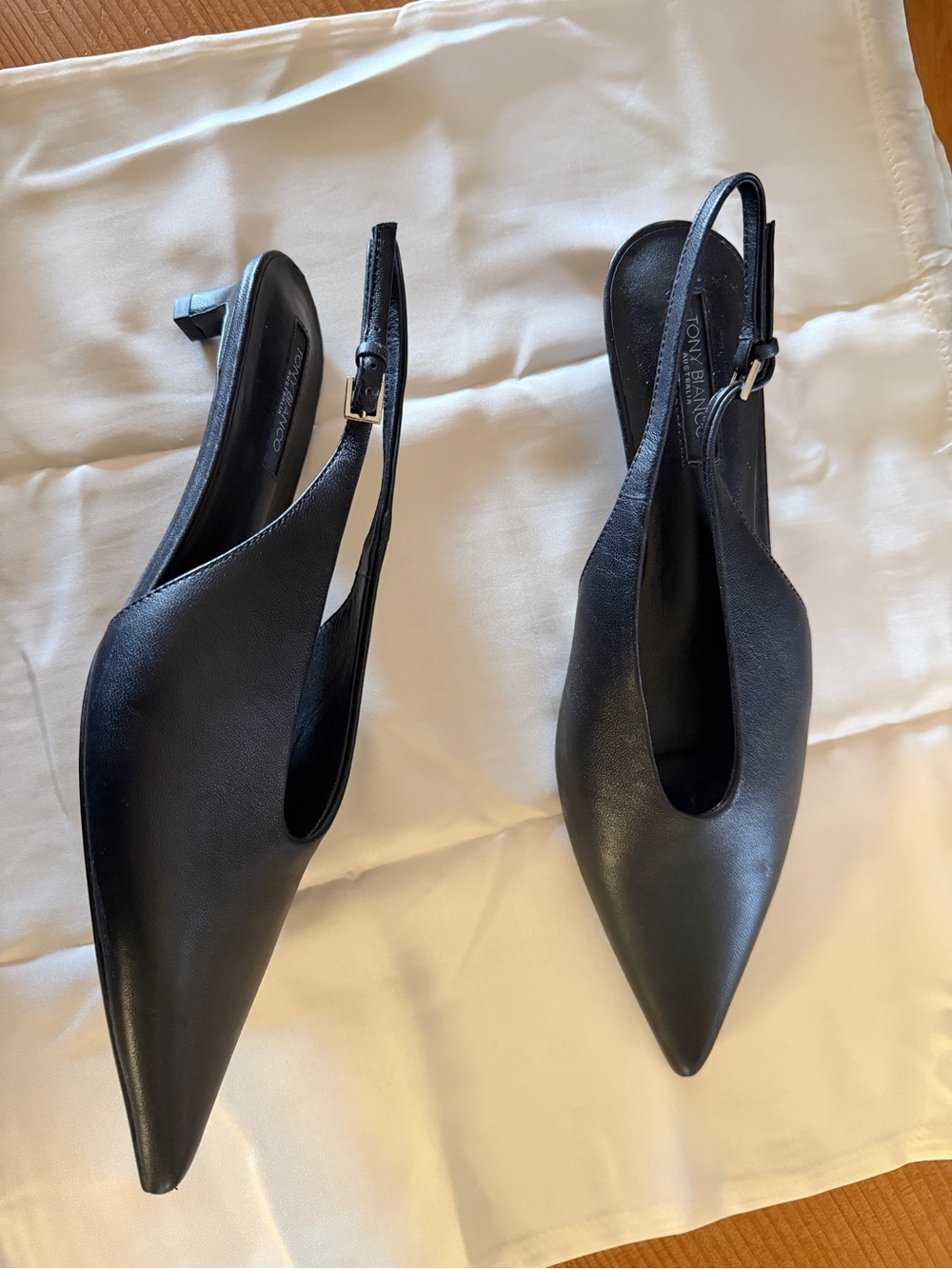 Tony Bianco Charlie  Black Pointed Toe Slingback Heels